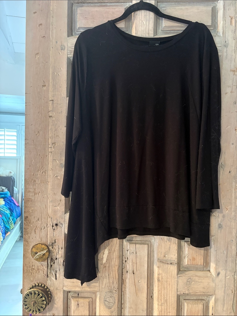 Lisa Bayne Black Asymmetric Long Sleeve Women's Top XL